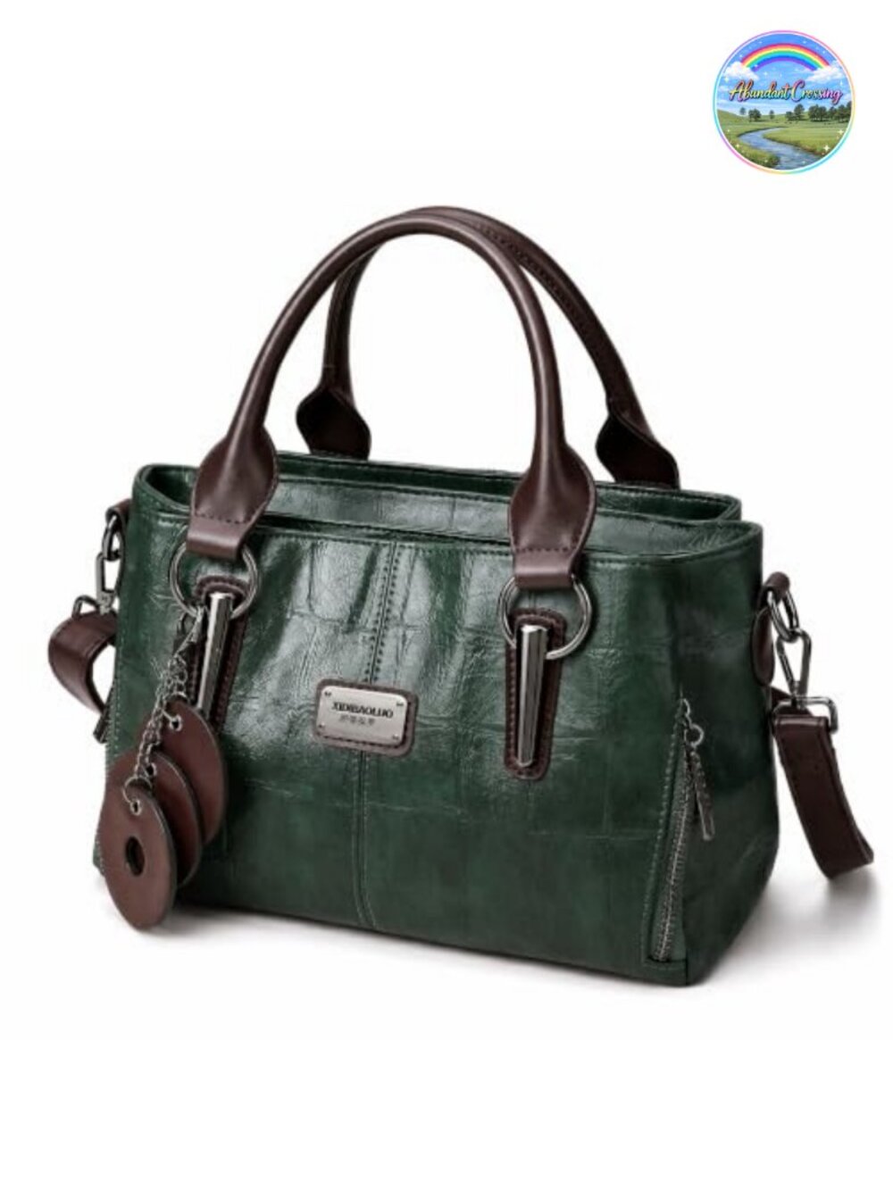 Vegan Leather Tote Satchel Crossbody Bag with Multiple Pockets